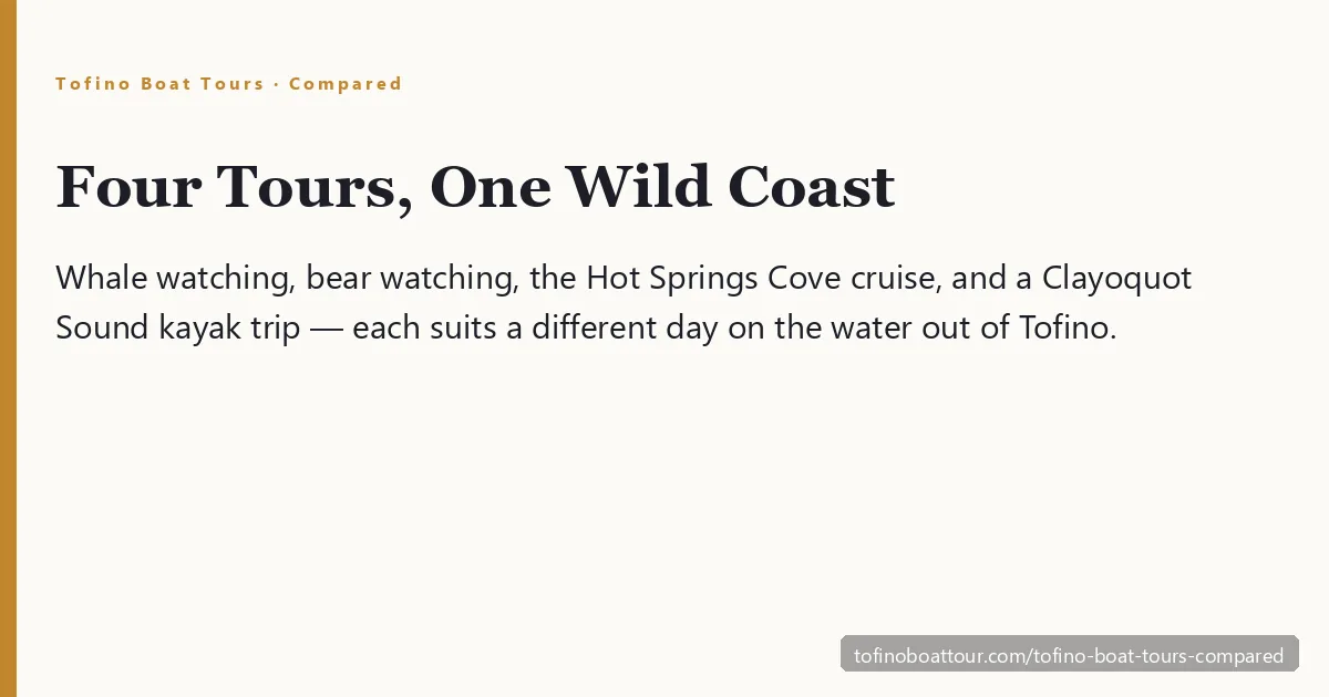 Tofino boat tours compared — whale watching, bear watching, Hot Springs Cove cruise and a Clayoquot Sound kayak trip on Vancouver Island